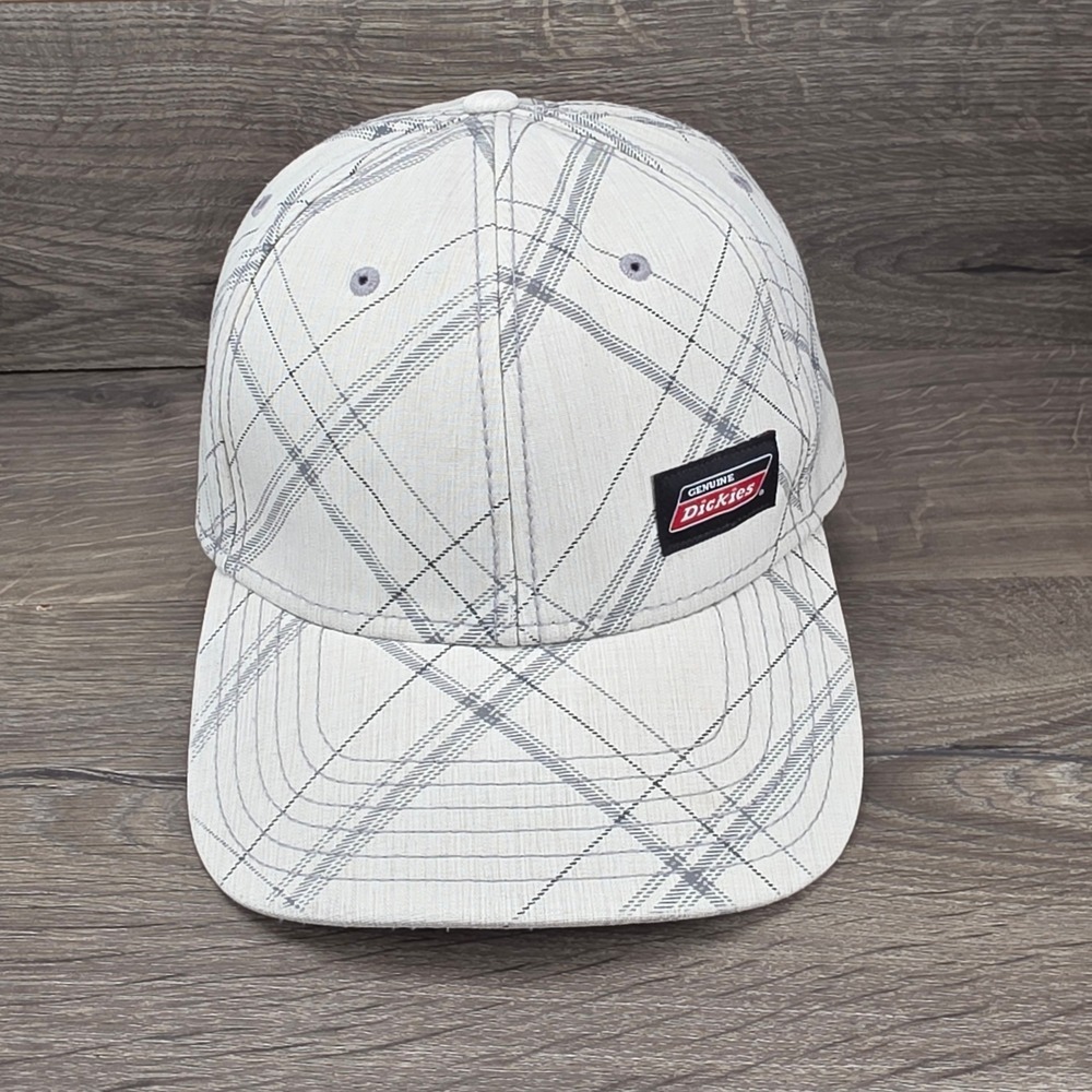 Dickies Hat Cap Adult Fitted White Gray Plaid Logo Workwear Skater Streetwear